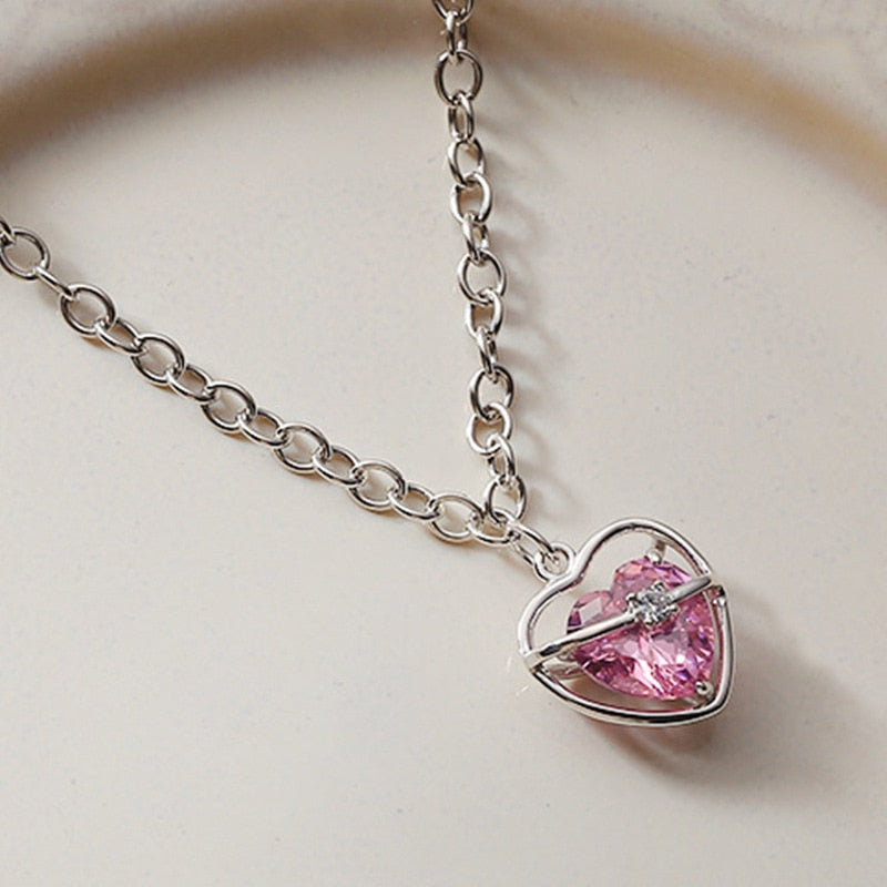 Collier coeur rose scintillant - Cupcake