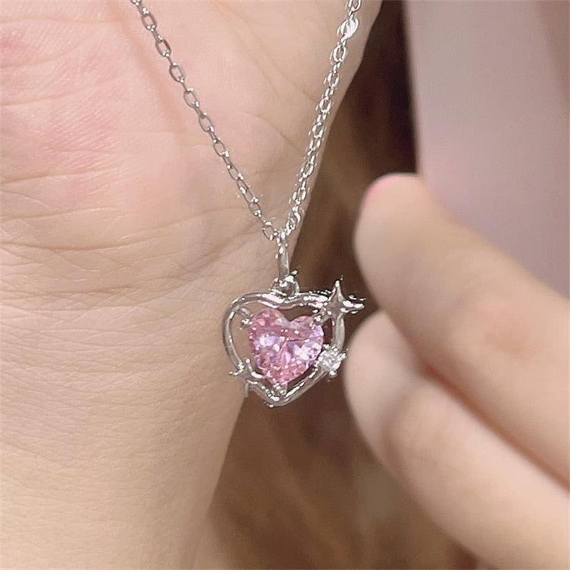 Collier coeur rose scintillant - Cupcake