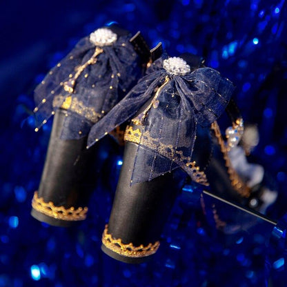 Starry Night Lolita Buckle Bow Pearl Princess Dance Shoes MK16343 - mkkawaiishop