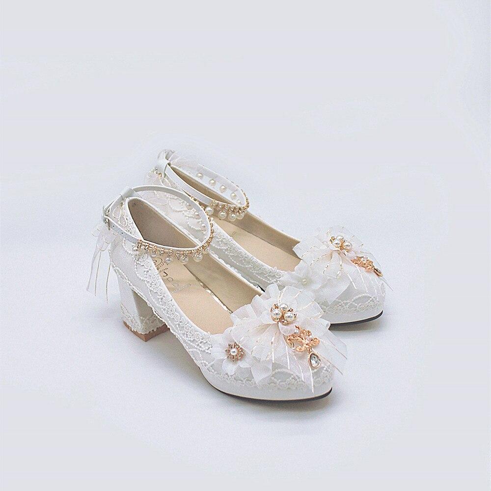 Starry Night Lolita Buckle Bow Pearl Princess Dance Shoes MK16343 - mkkawaiishop