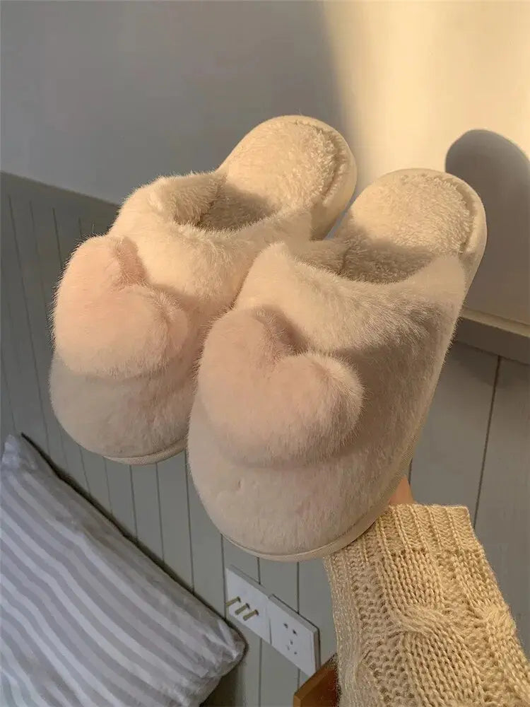 Kawaii Aesthetic Y2K Cute Fairy Heart Plush Cotton Slippers MK Kawaii Store