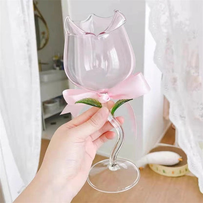Rose Flower Wine Glass Goblet - Heartzcore