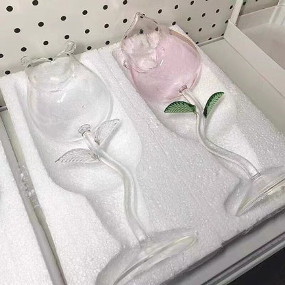 Rose Flower Wine Glass Goblet - Heartzcore