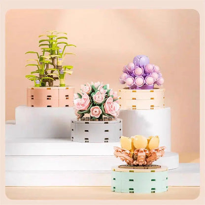 Kawaii Aesthetic Y2K Cute Fairy LEGO Compatible 12 Succulents Assembly Building Blocks MK Kawaii Store