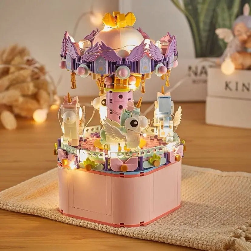 Kawaii Aesthetic Y2K Cute Fairy LEGO Compatible Music Box Carousel Ferris Wheel Assembly Building Blocks MK Kawaii Store