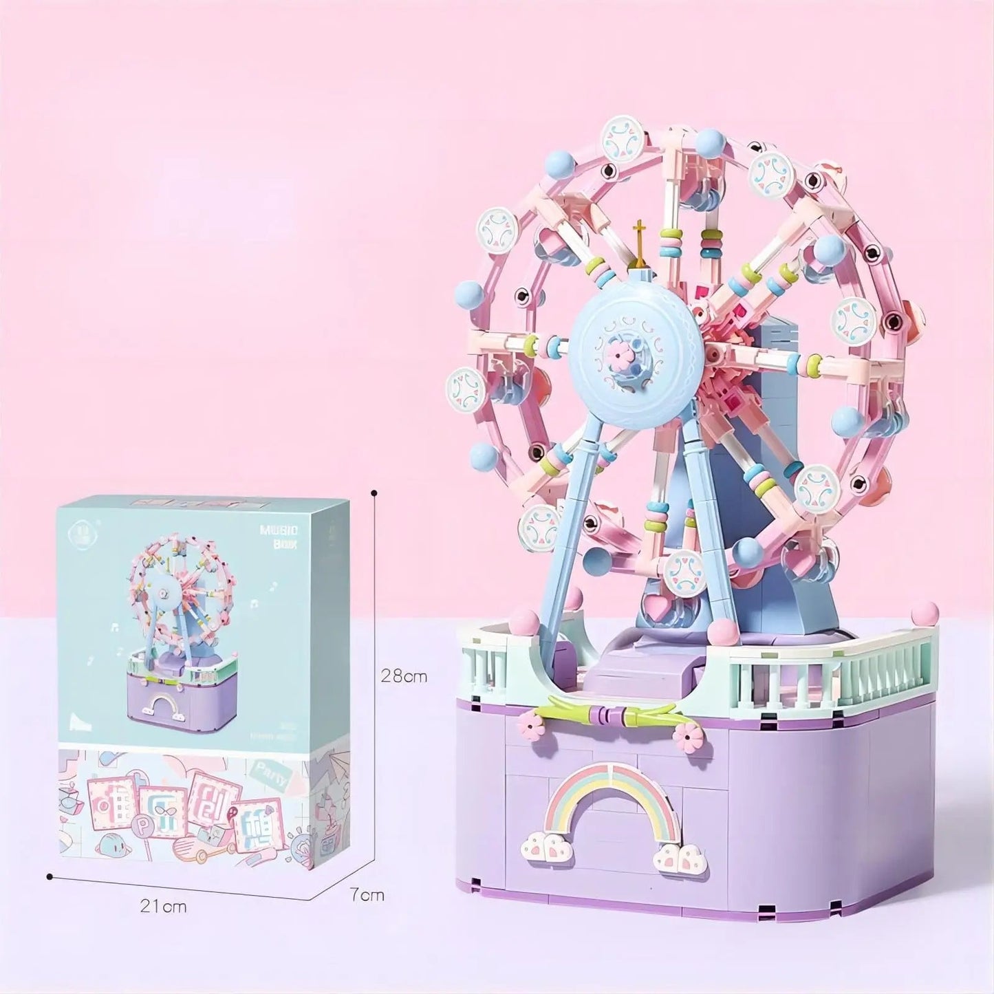 Kawaii Aesthetic Y2K Cute Fairy LEGO Compatible Music Box Carousel Ferris Wheel Assembly Building Blocks MK Kawaii Store