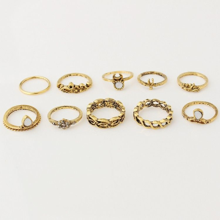 Set of 10: Retro Embossed Ring (various designs) GA2 - mkkawaiishop