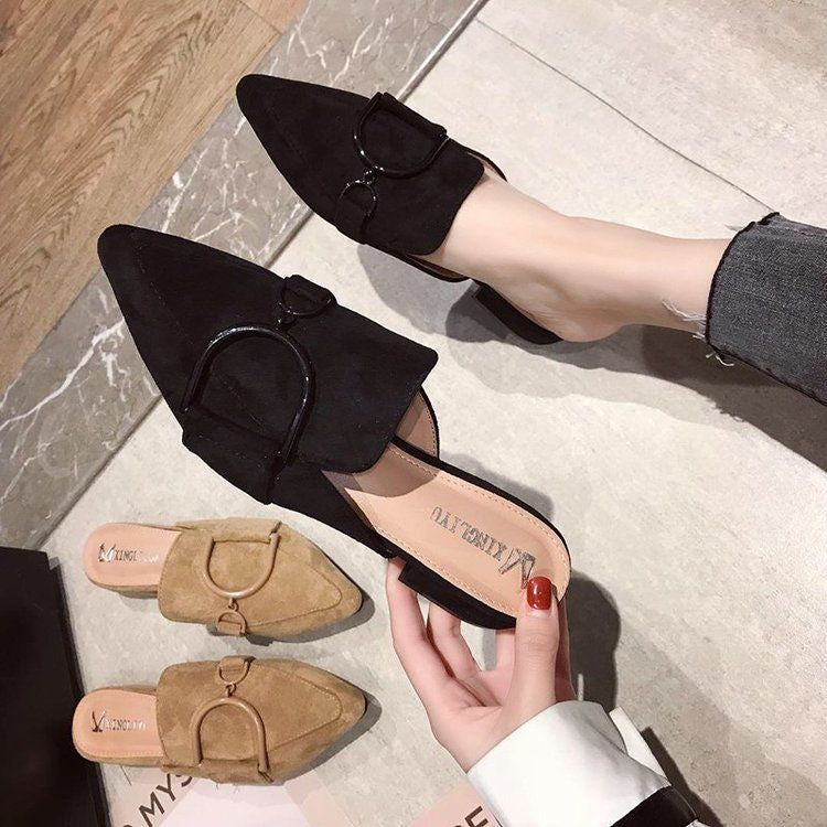 Pointed Block Heel Mules cc18