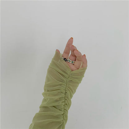 Elbow-Sleeve Plain T-Shirt / Long-Sleeve Sheer Top MK19202