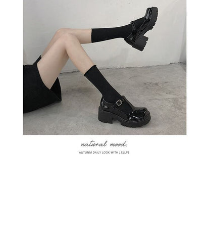 Platform-Heel Mary Janes BH1