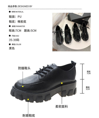 Richelieus à plateforme et talon épais unis BH7