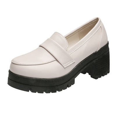 Mocassins à talon épais et plateforme unis BH24