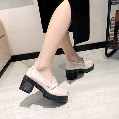 Mocassins à talon épais et plateforme unis BH24