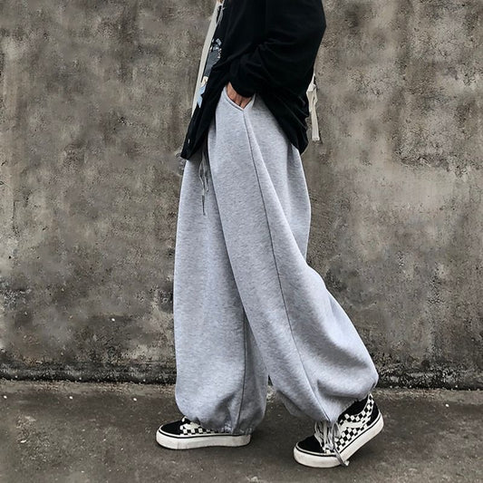 Plain Wide-Leg Jogger Pants dd9