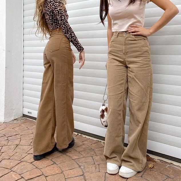 High-Waist Corduroy Wide Leg Pants dd10