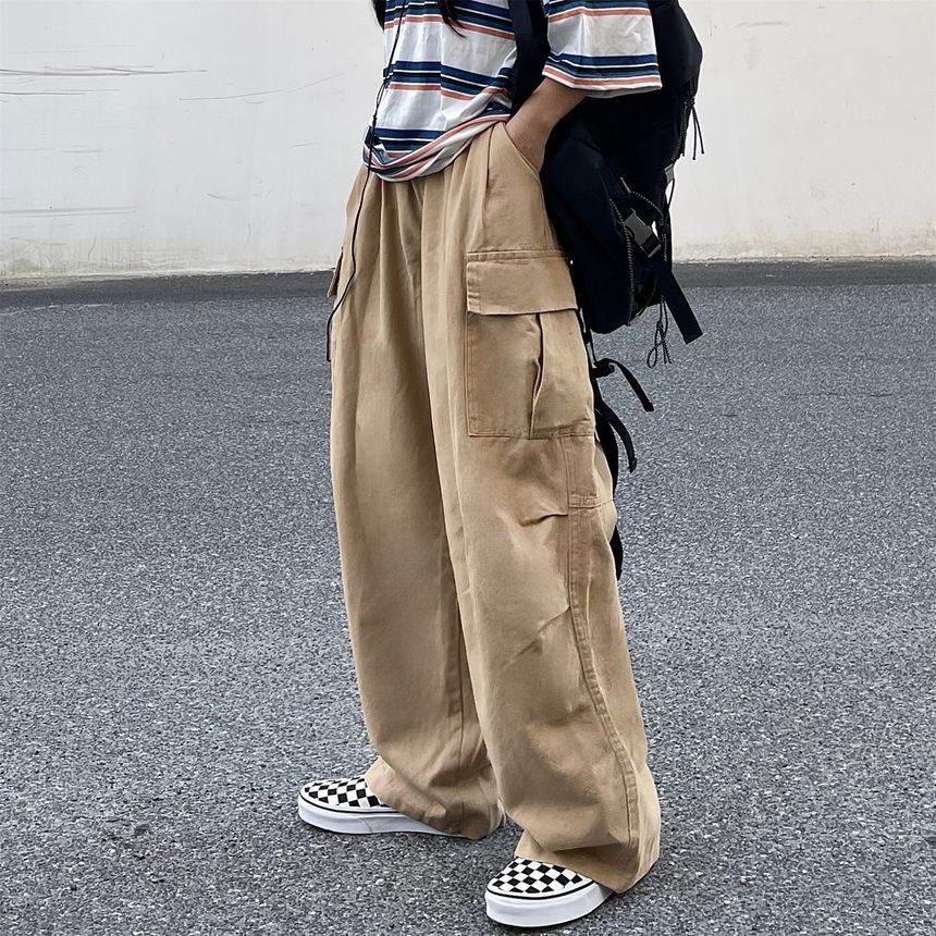 Elastic-Waist Wide-Leg Cargo Pants SP19685