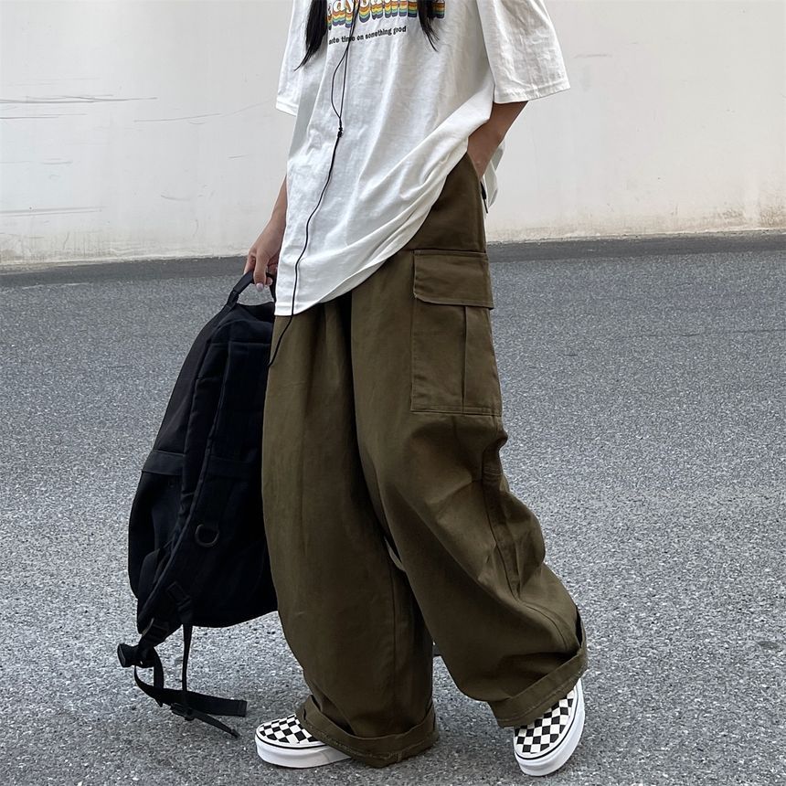 Elastic-Waist Wide-Leg Cargo Pants SP19685