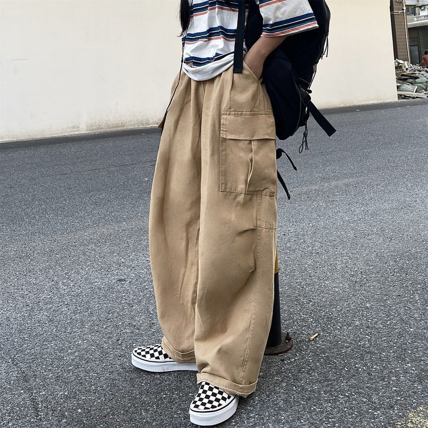 Elastic-Waist Wide-Leg Cargo Pants SP19685