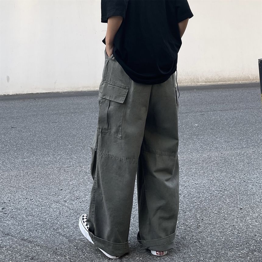 Elastic-Waist Wide-Leg Cargo Pants SP19685