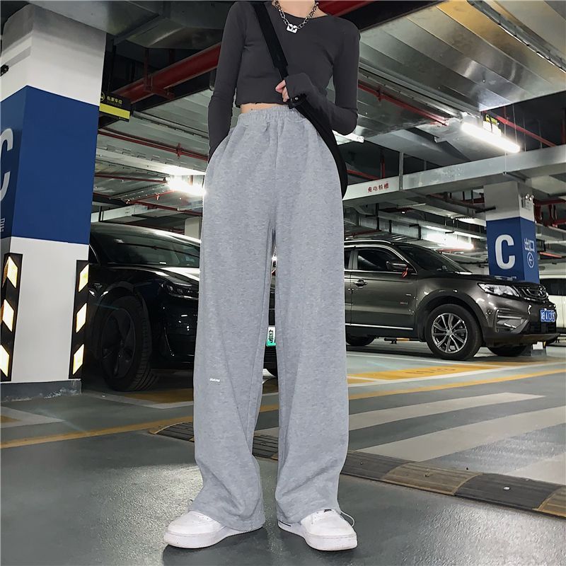 Plain Wide Leg Sweatpants dd11