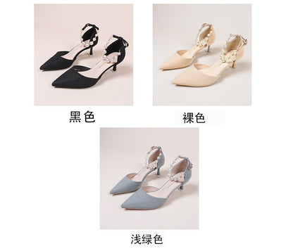 Faux Pearl High-Heel Sandals cc31