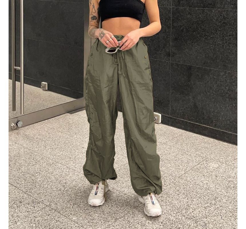 Low-Waist Loose-Fit Cargo Wide-Leg Pants dd21