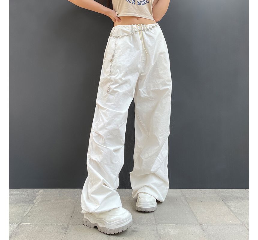 Low-Waist Loose-Fit Cargo Wide-Leg Pants dd21