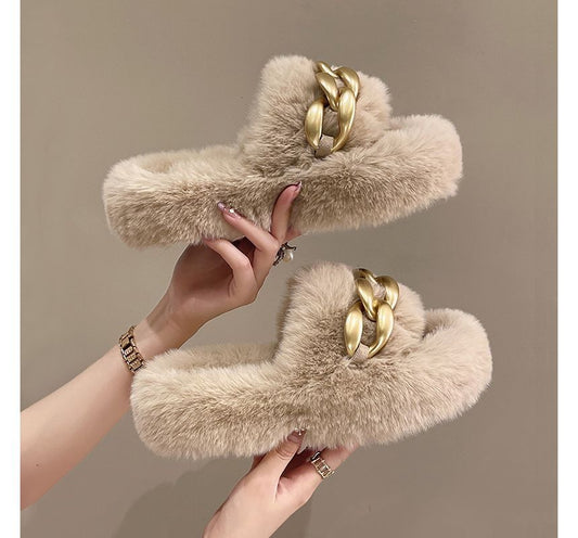 Flauschige Plateau-Slipper cc26