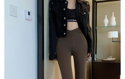 High-Rise Plain Skinny Pants LD94 - mkkawaiishop