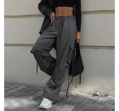 Low Waist Plain Harem Cargo Pants LD73 - mkkawaiishop