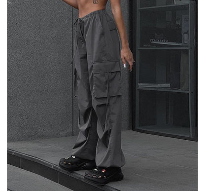Low Waist Plain Harem Cargo Pants LD73 - mkkawaiishop