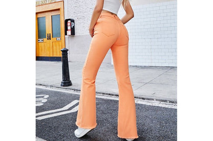 Jean slim taille haute coupe bootcut uni ZJ7