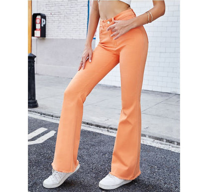 Jean slim taille haute coupe bootcut uni ZJ7