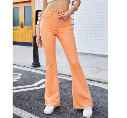 Jean slim taille haute coupe bootcut uni ZJ7