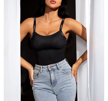 Body à bretelles spaghetti et imprimé lettrage ZJ3