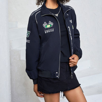 Veste bomber ample à manches longues avec lettrage brodé ZJ9