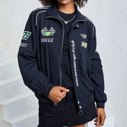 Veste bomber ample à manches longues avec lettrage brodé ZJ9