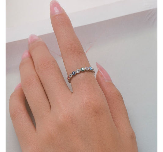 Bague en argent sterling avec strass émaillés ZJ16