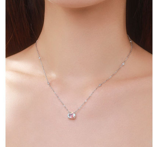 Collier en argent sterling avec pendentif en strass ZJ24