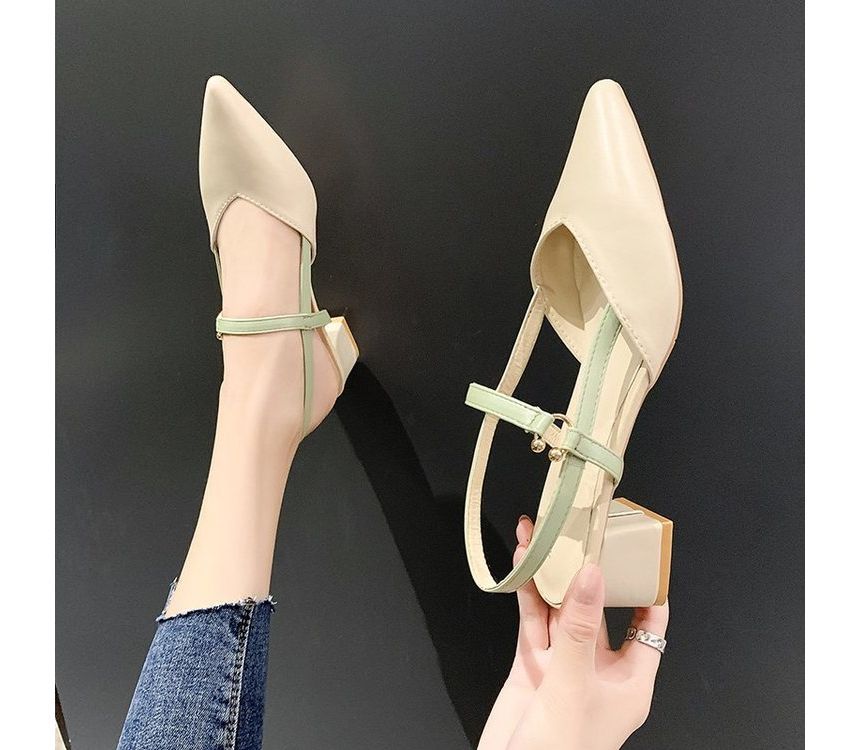 Pointy-Toe Chunky Heel Sandals cc4