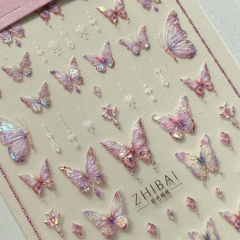 Kawaii Aesthetic Y2K Cute Fairy Liquid Hollow Butterfly Sticker Nail MK Kawaii Store