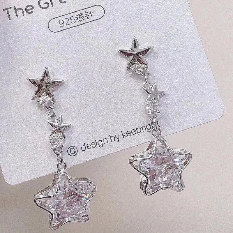 Kawaii Aesthetic Y2K Cute Fairy Luxurious Star Earrings - Teenypets MK Kawaii Store