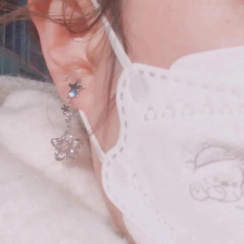 Kawaii Aesthetic Y2K Cute Fairy Luxurious Star Earrings - Teenypets MK Kawaii Store