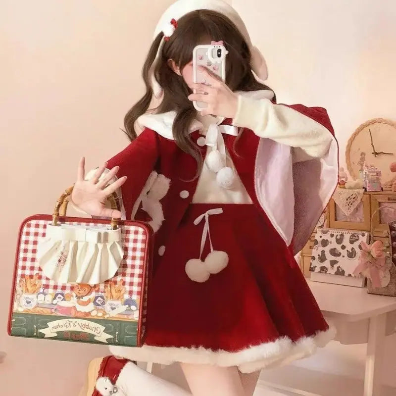 Kawaii Aesthetic Y2K Cute Fairy New Year's Red Dress Suit MK Kawaii Store