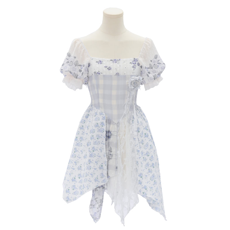 Robe Kawaii à fleurs printanières bleues ON628 