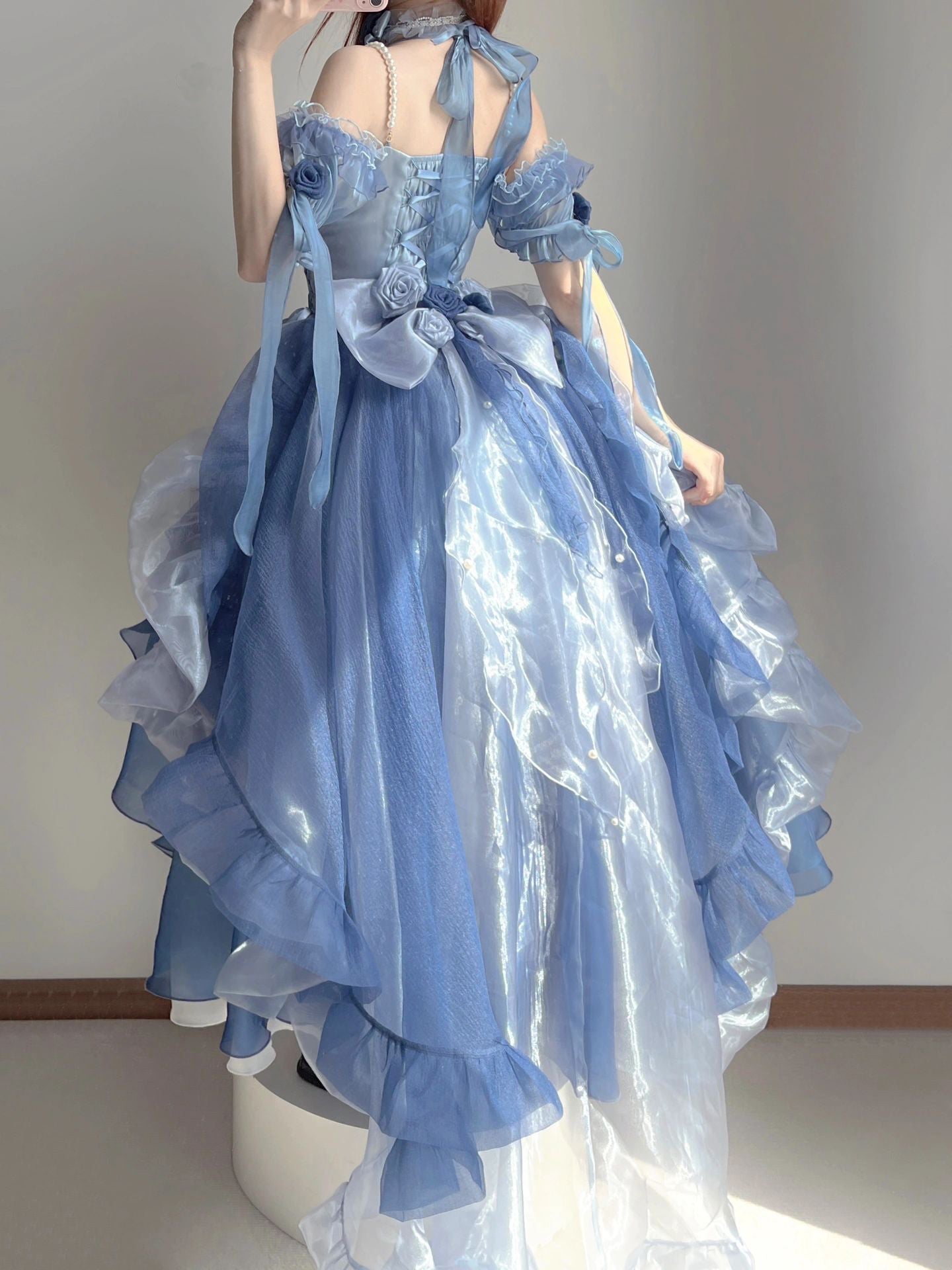 Jolie robe Lolita Kawaii à motif de méduses bleues ON821