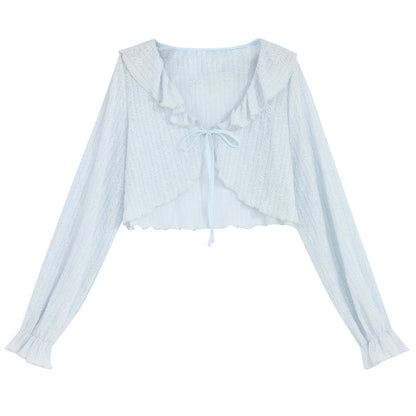 Cute Soft Girl Sky Blue Spring Cardigan ON626