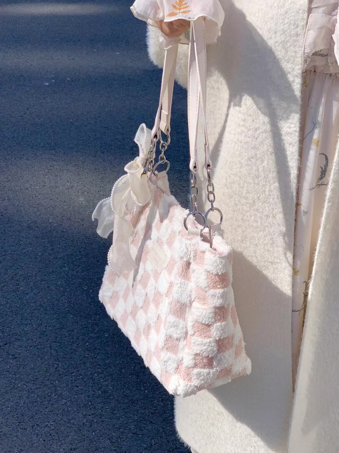 Ribbon Pink Checkered Bag - Heartzcore