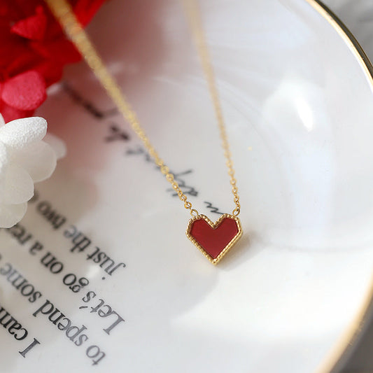 Ruby Heart Necklace LIN52 - mkkawaiishop