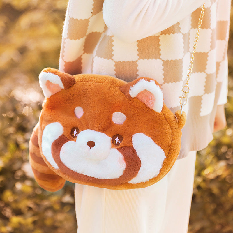 Sac à bandoulière en peluche panda roux kawaii 